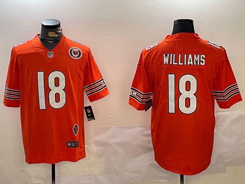 Men Chicago Bears #18 Williams Orange 2024 Nike Limited NFL Jersey style 2